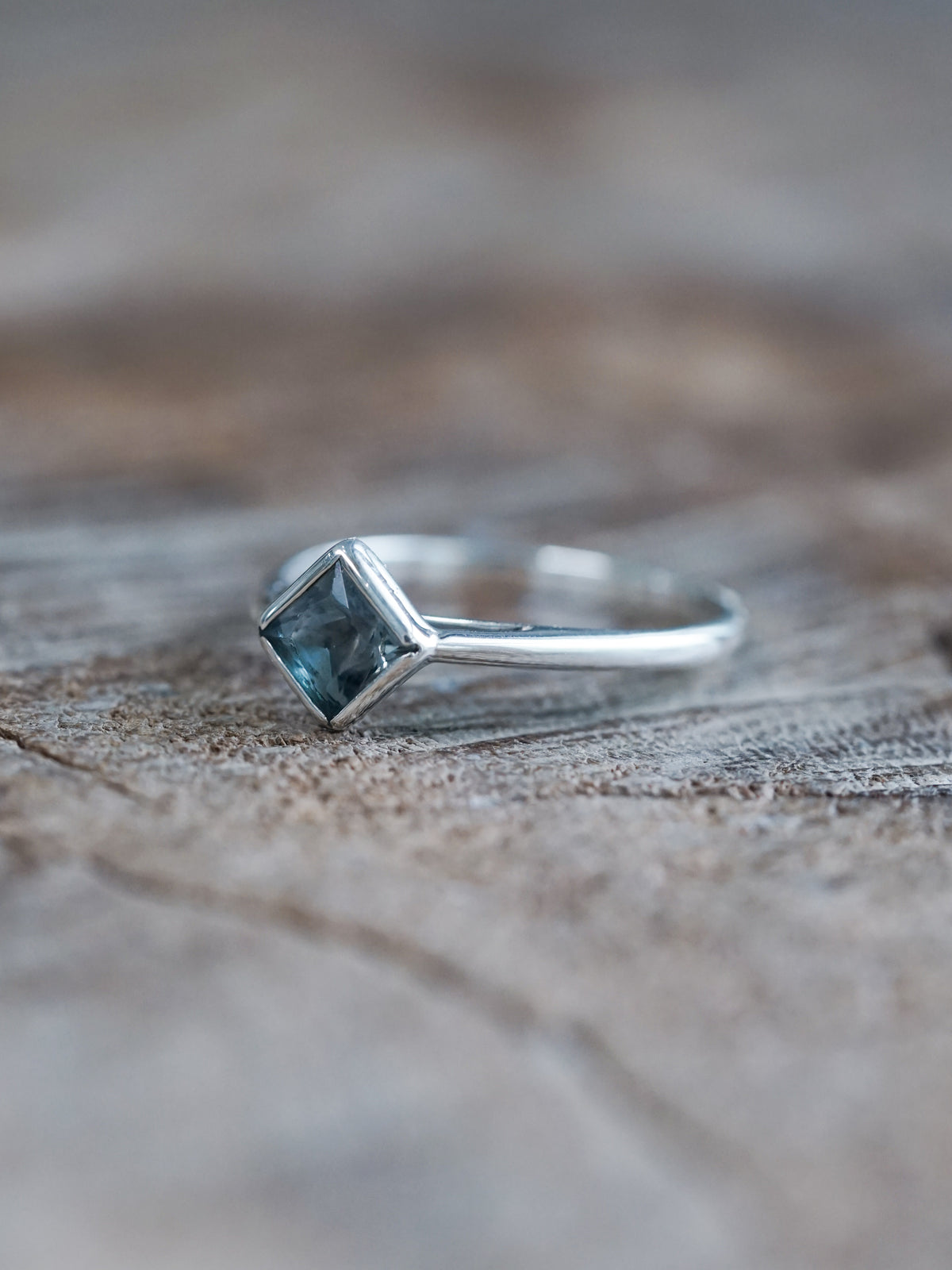 Square Blue Sapphire Ring