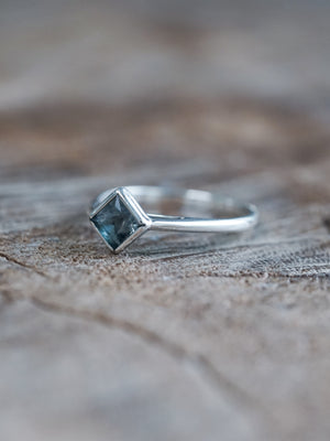 Square Blue Sapphire Ring