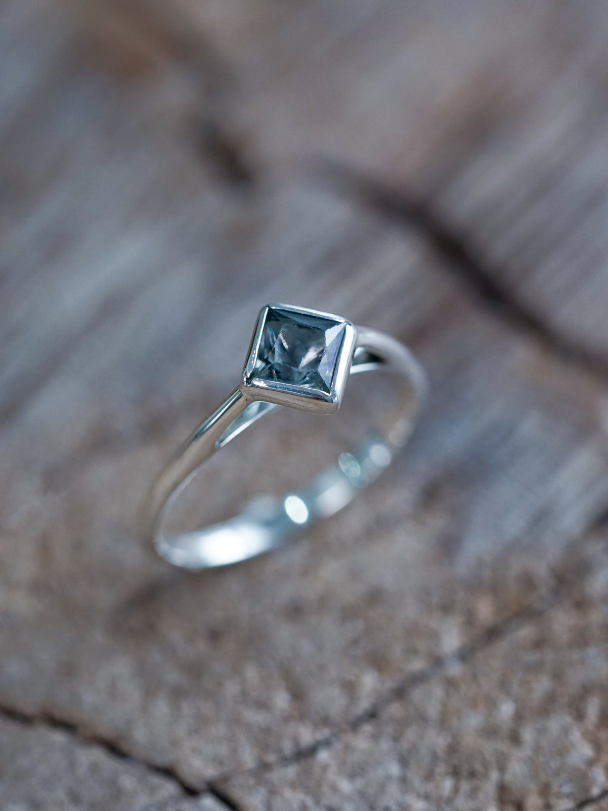Square Blue Sapphire Ring
