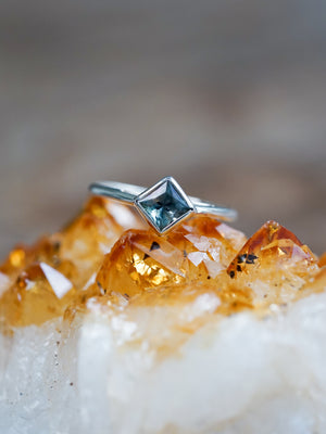 Square Blue Sapphire Ring
