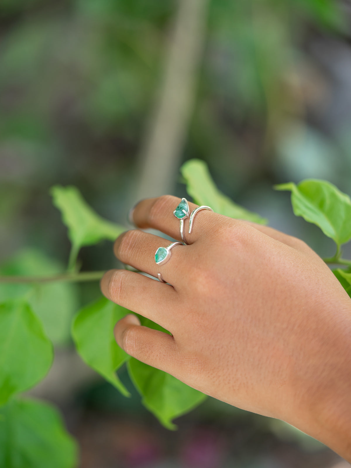 Open Emerald Leaf Ring - Gardens of the Sun | Ethical Jewelry