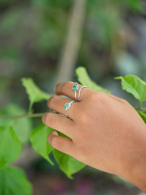 Open Emerald Leaf Ring