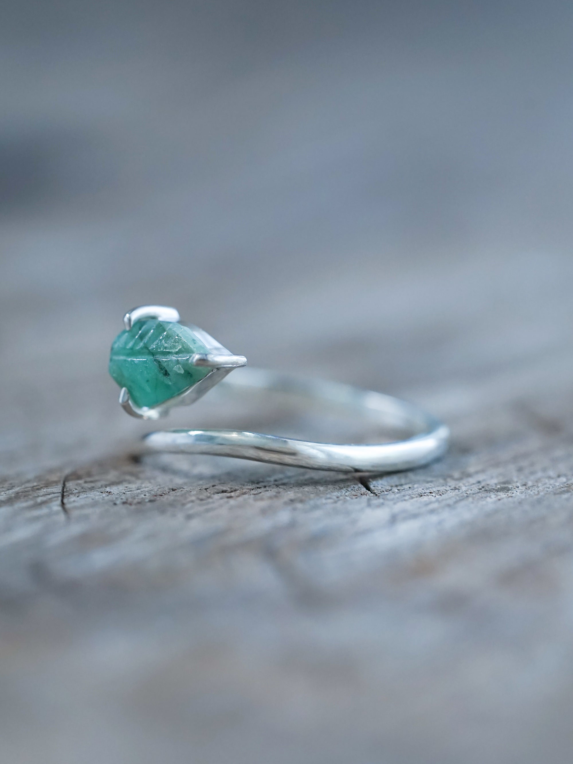 Hummingbird May Birthstone Ring - Adjustable Green Emerald Sterling Silver Jewelry