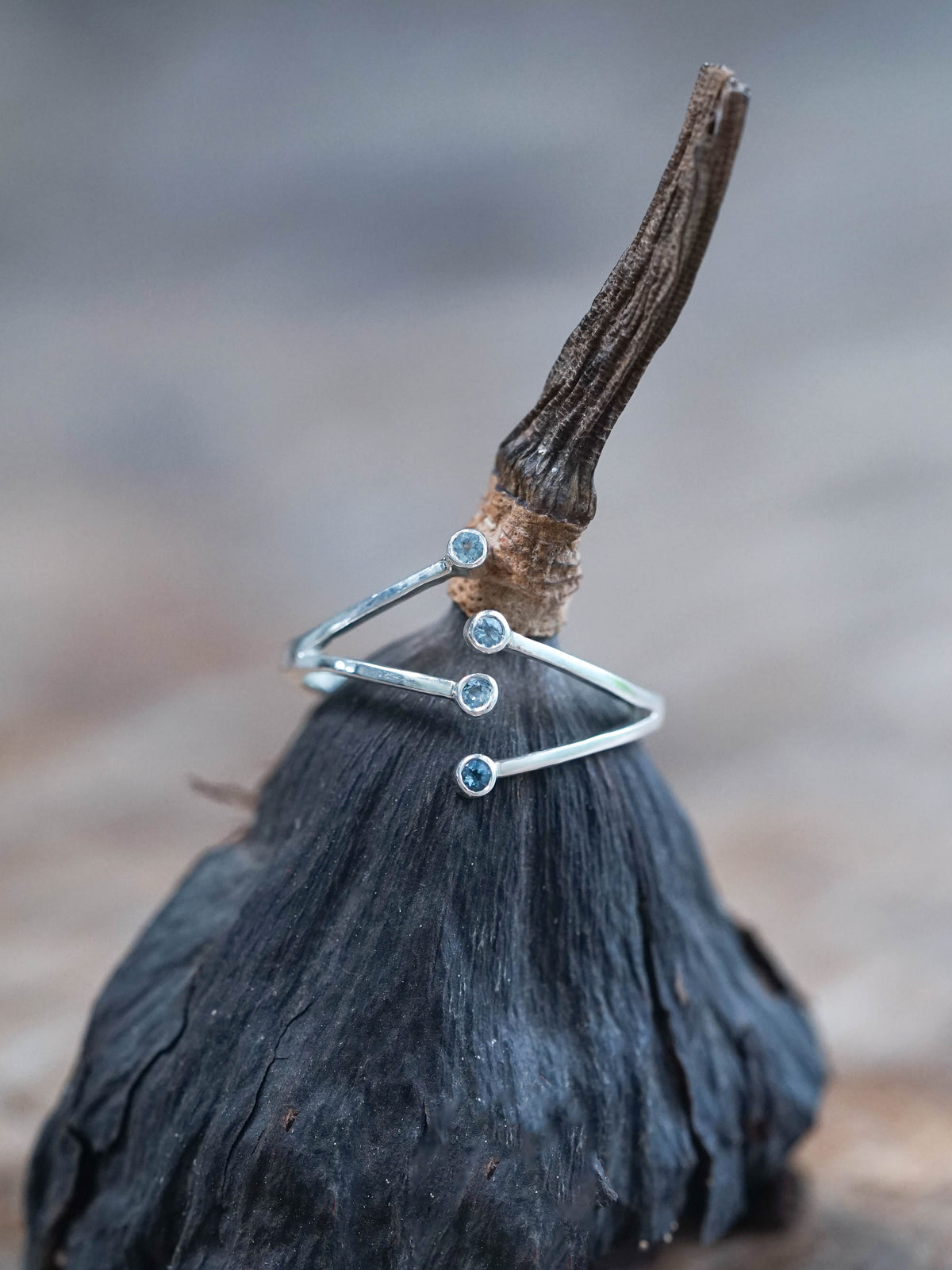 Open Hug Aquamarine Ring