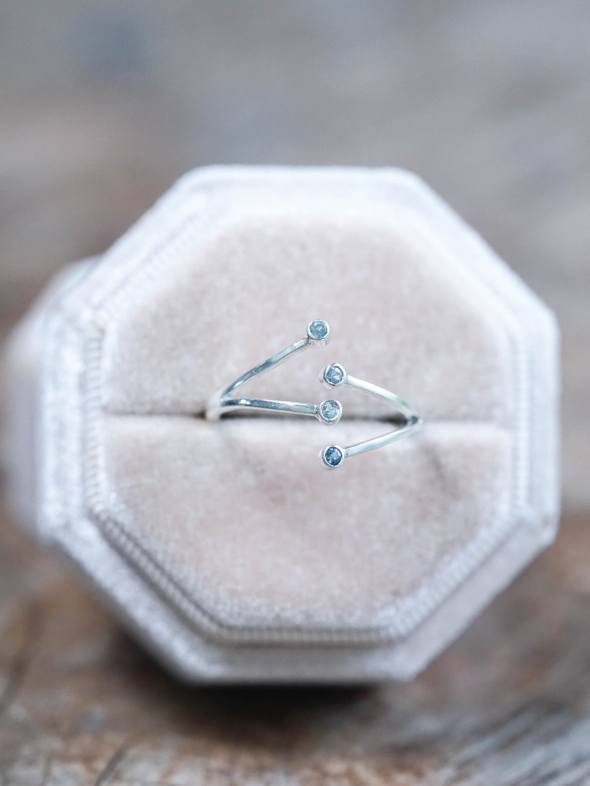 Open Hug Aquamarine Ring