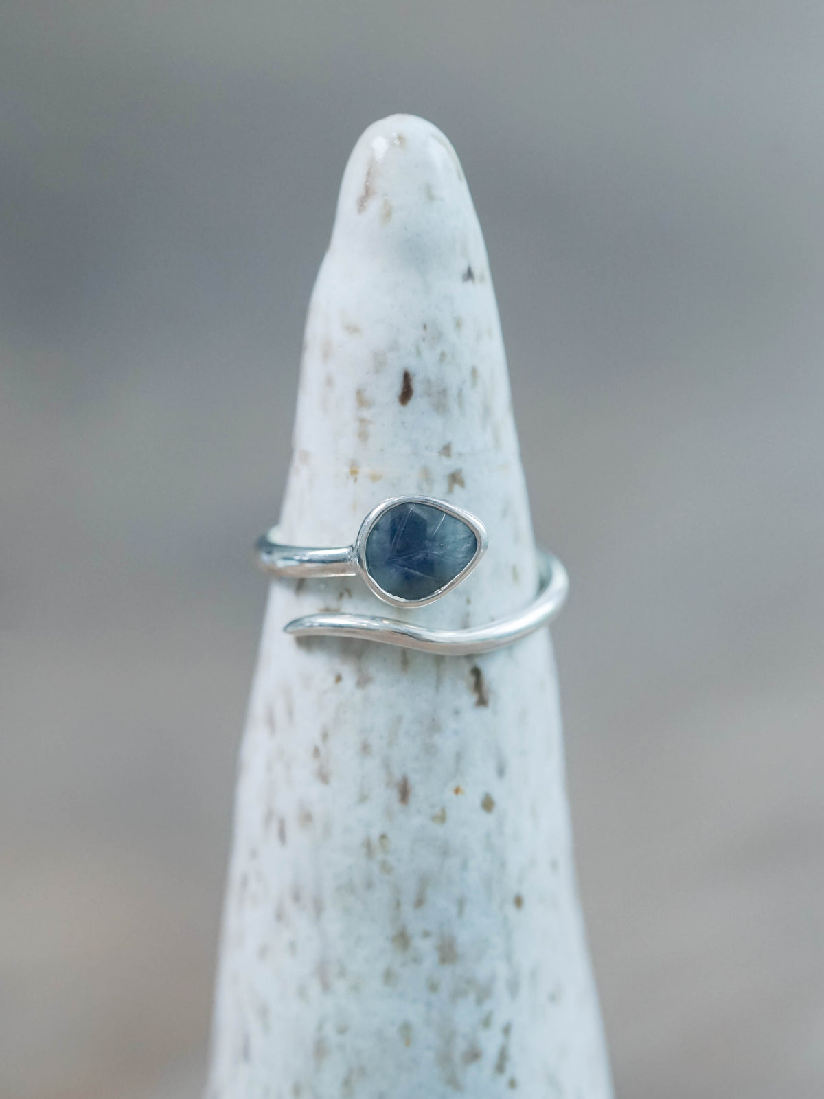 Open Sapphire Leaf Ring