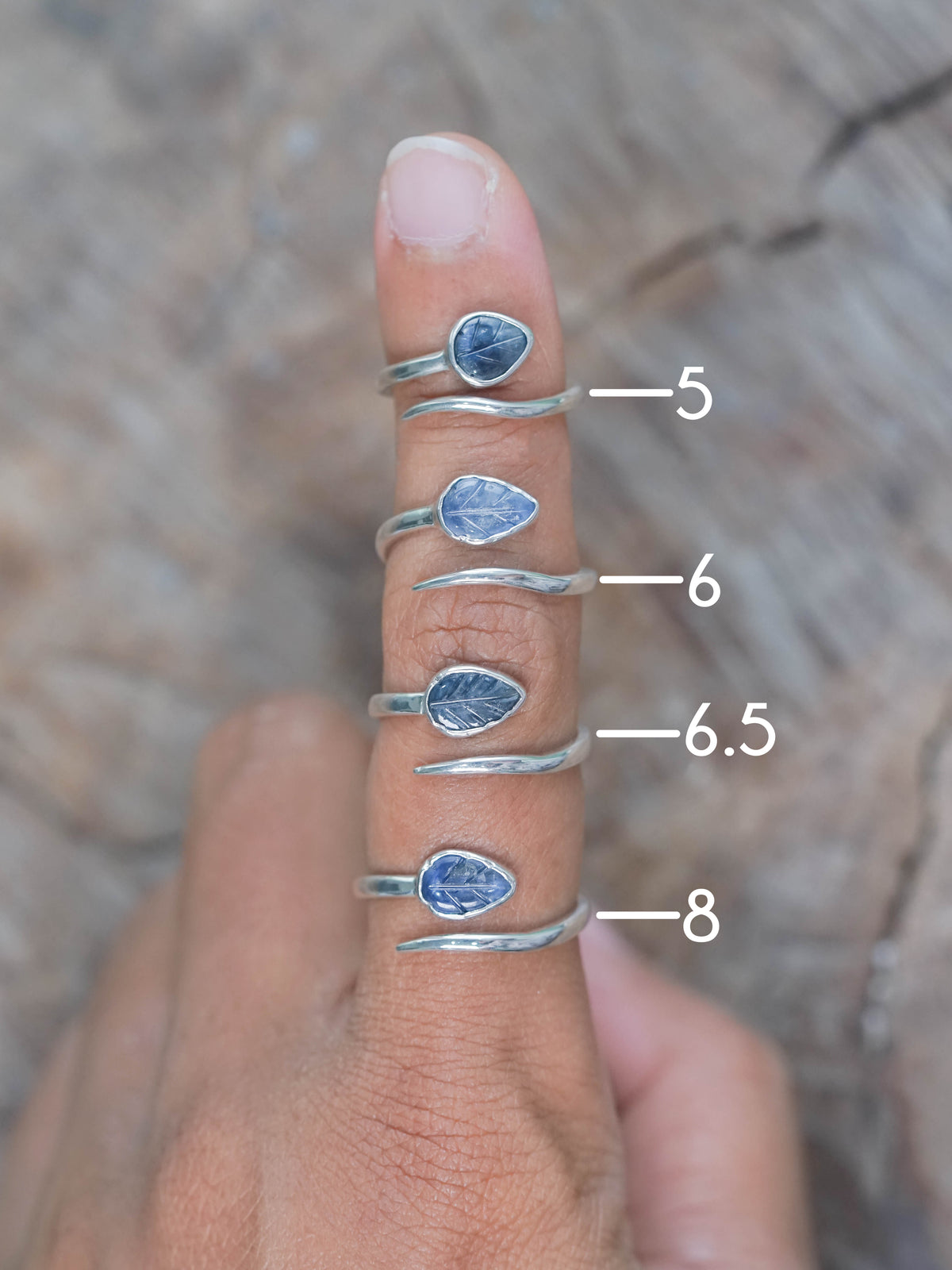 Open Sapphire Leaf Ring