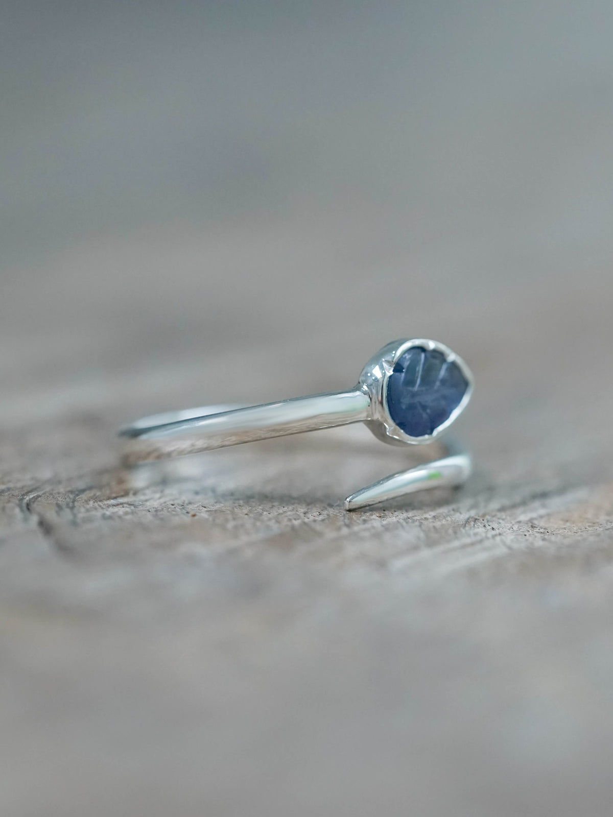 Open Sapphire Leaf Ring