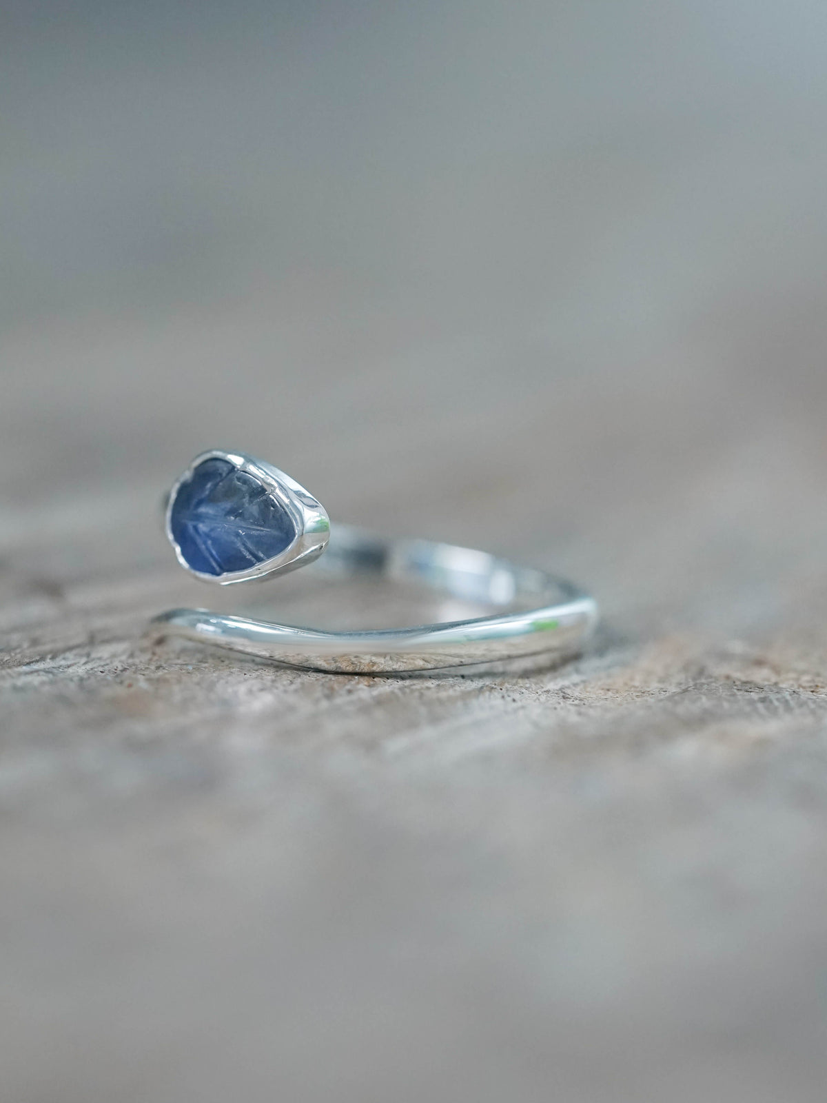 Open Sapphire Leaf Ring