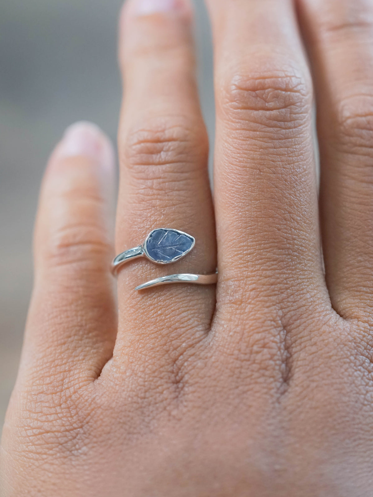 Open Sapphire Leaf Ring