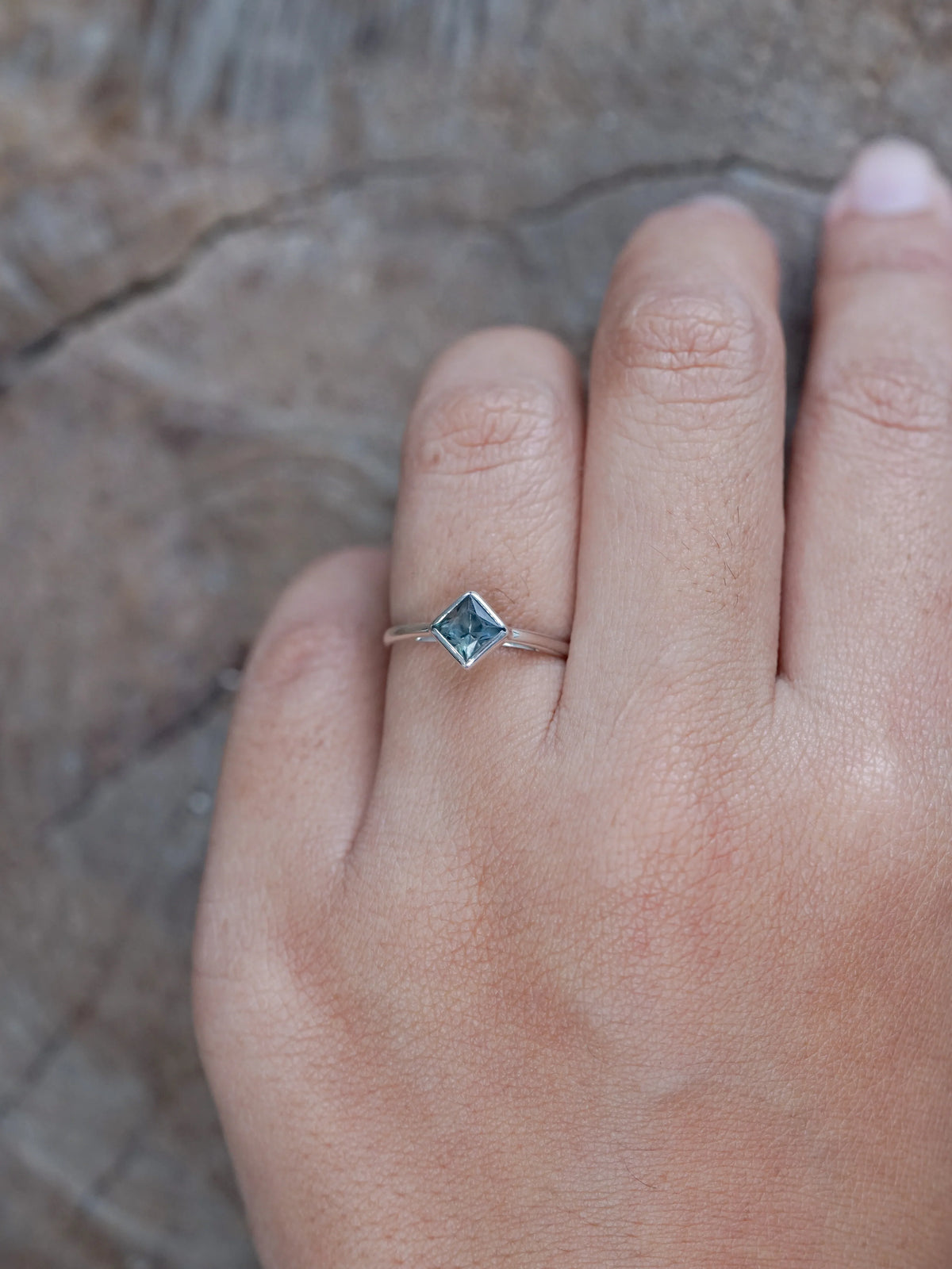 Open Bezel Blue Sapphire Ring