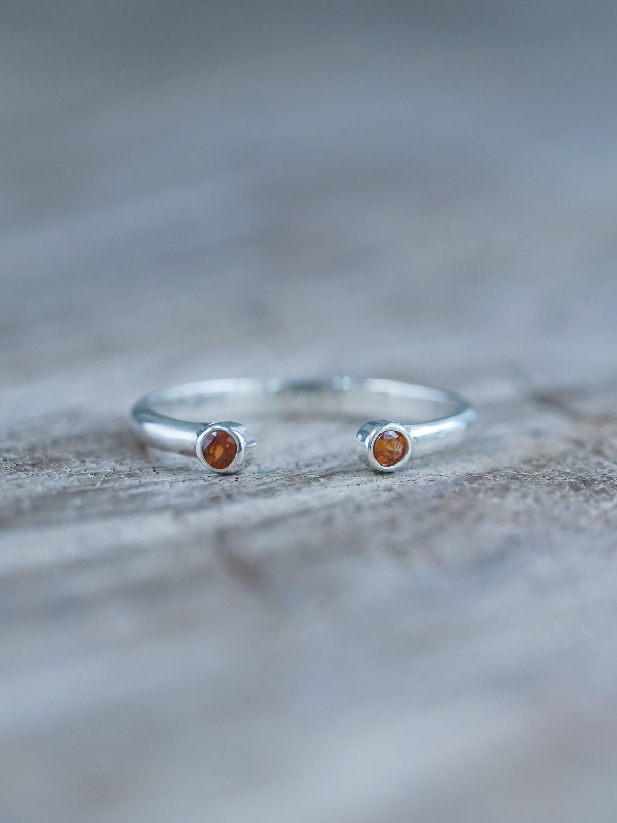 Open Hessonite Garnet Ring in recycled sterling silver