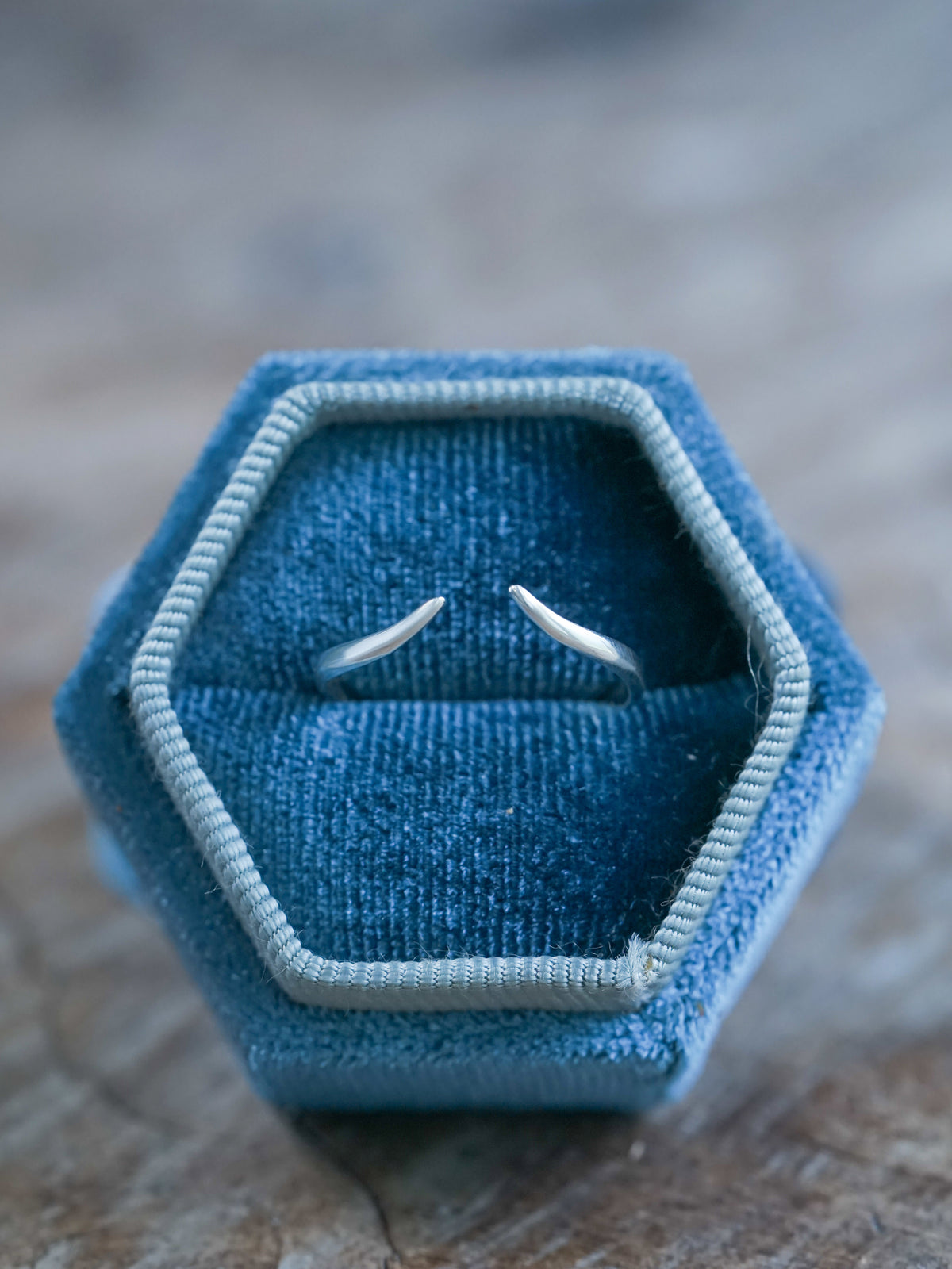 Open Hug Nesting Ring in velvet box