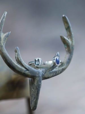 Open Opal and Sapphire Ring Silver