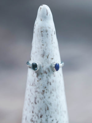 Open Opal and Sapphire Ring Sterling Silver