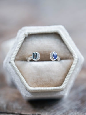 Open Opal and Sapphire Ring in silver