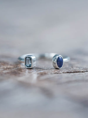 Open Opal and Sapphire Ring in sterling silver