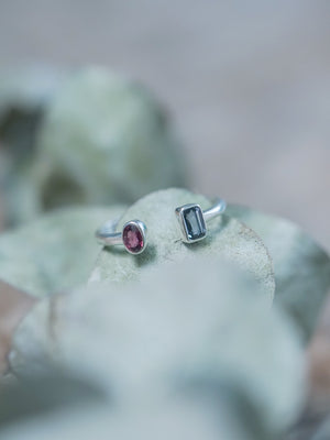 Open Ruby and Sapphire Ring in sterling silver