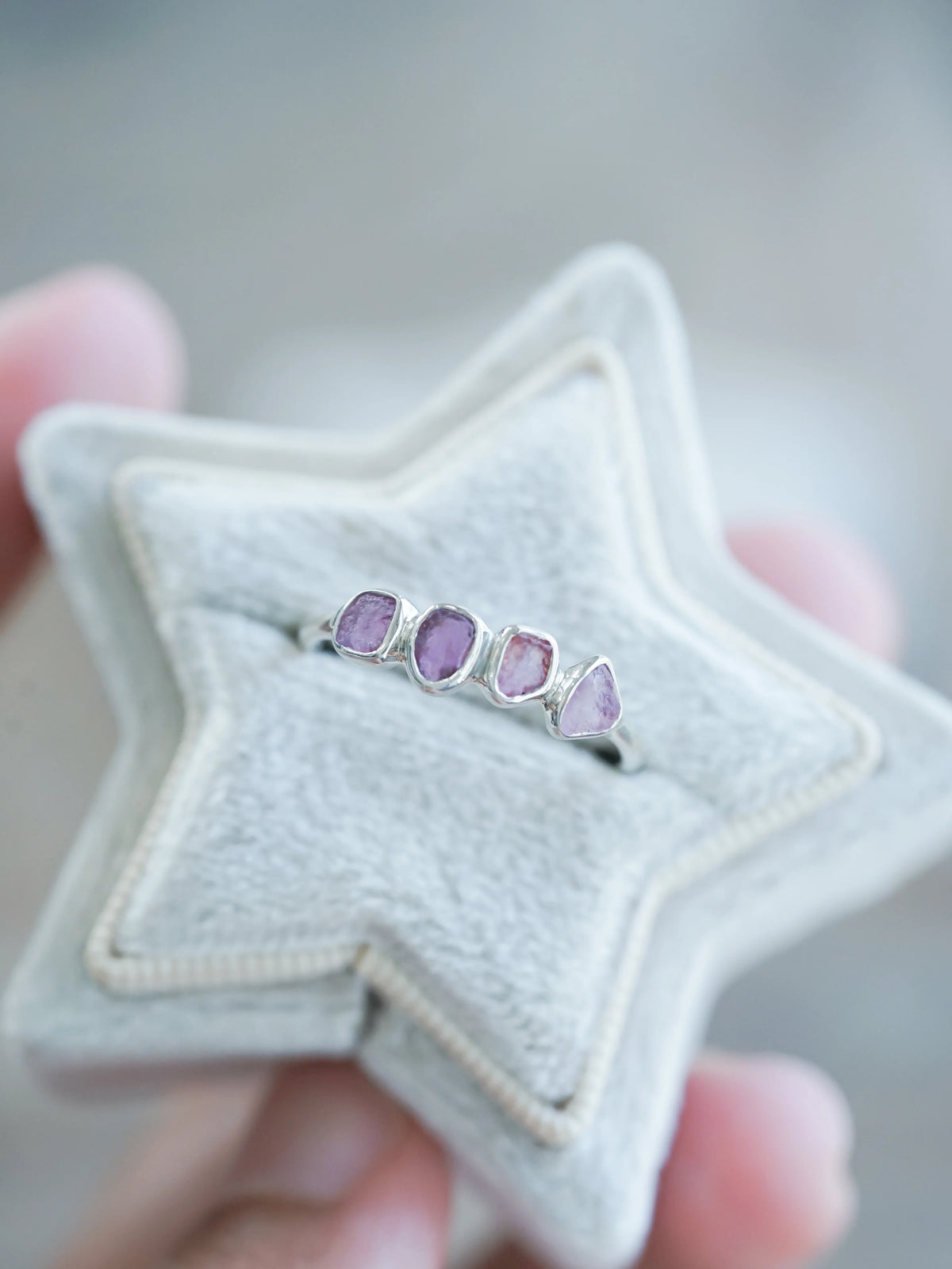 Organic Four Stone Sapphire Engagement Ring