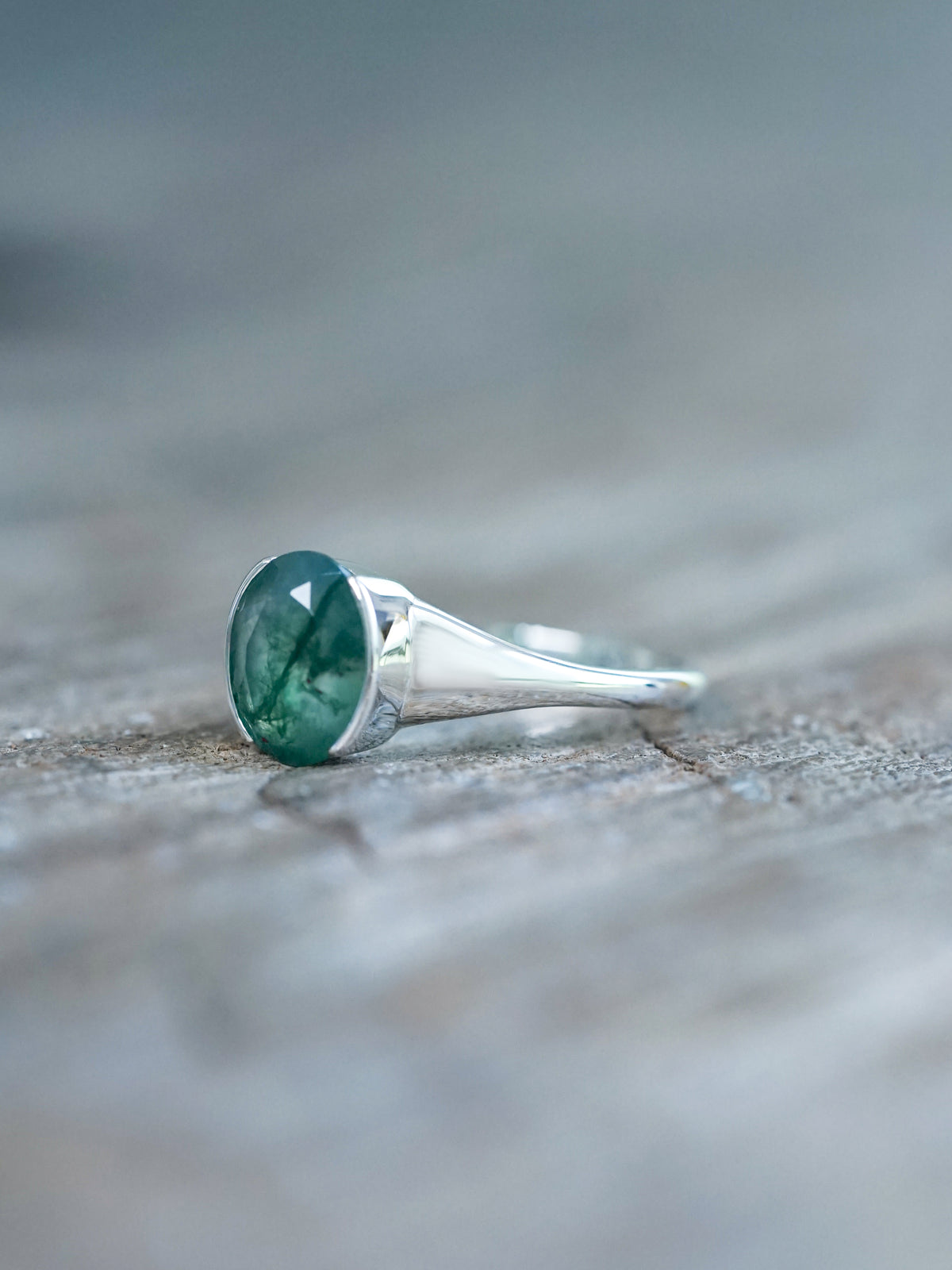 Oval Moss Agate Ring