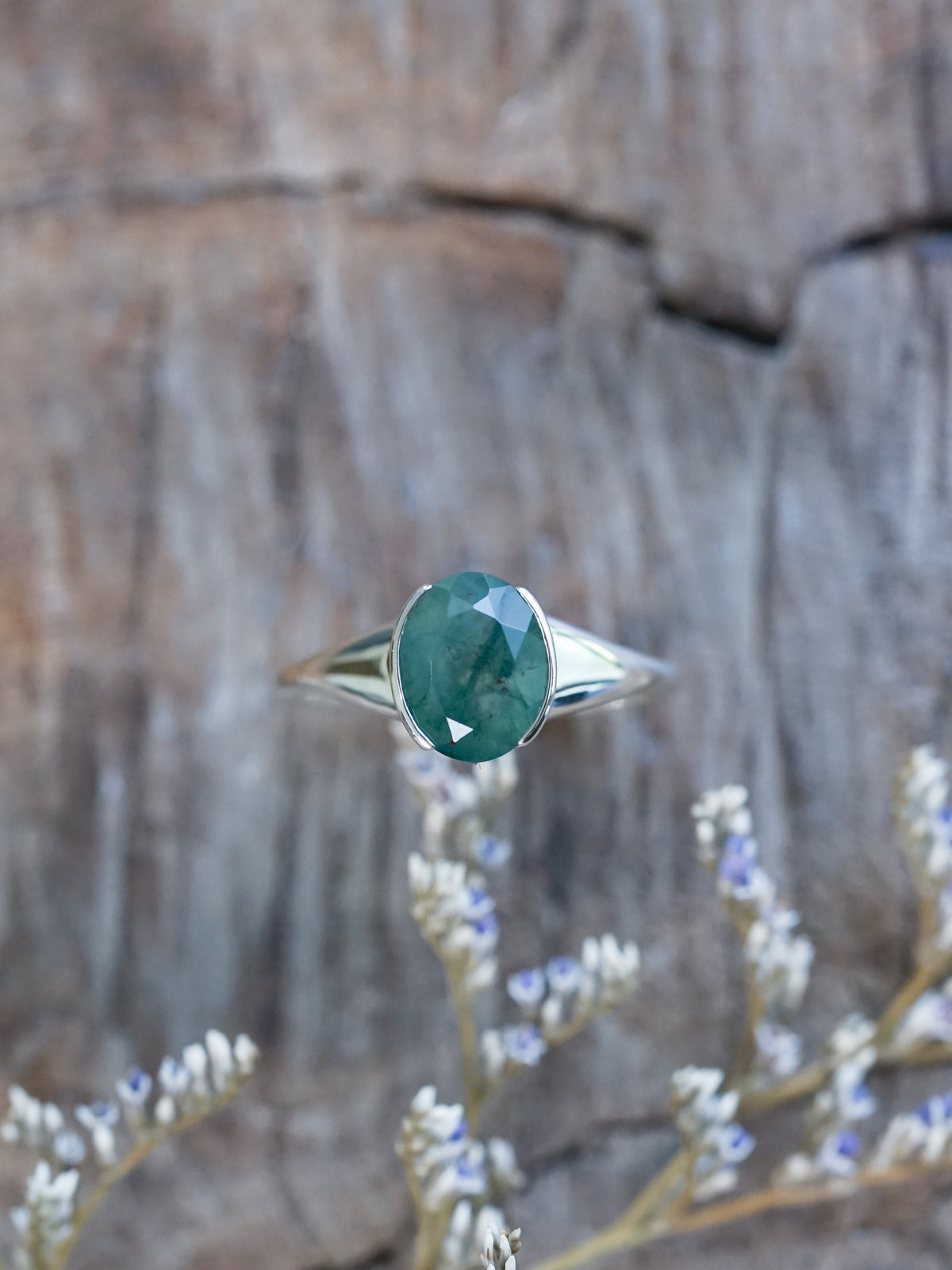 Oval Moss Agate Ring
