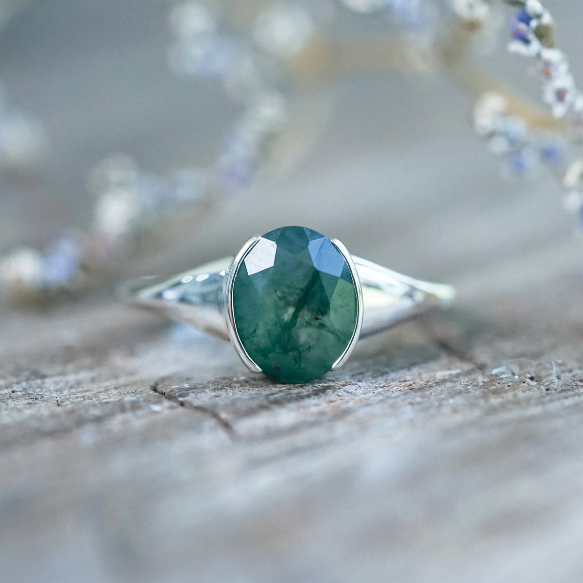 Oval Moss Agate Ring