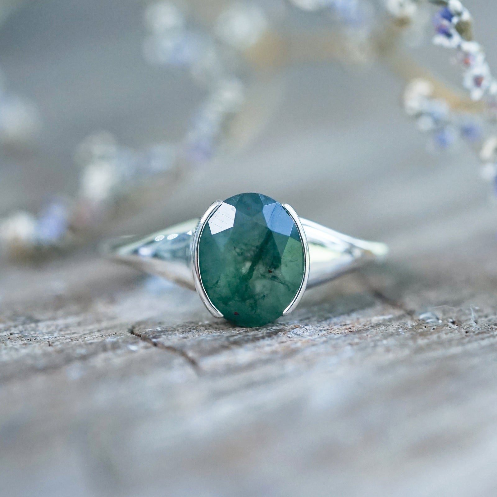 Oval Moss Agate Ring