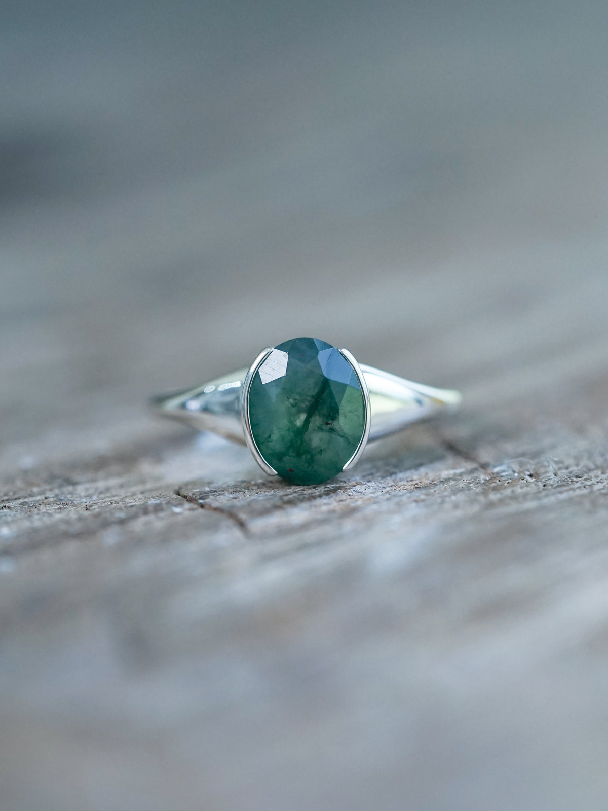 Oval Moss Agate Ring