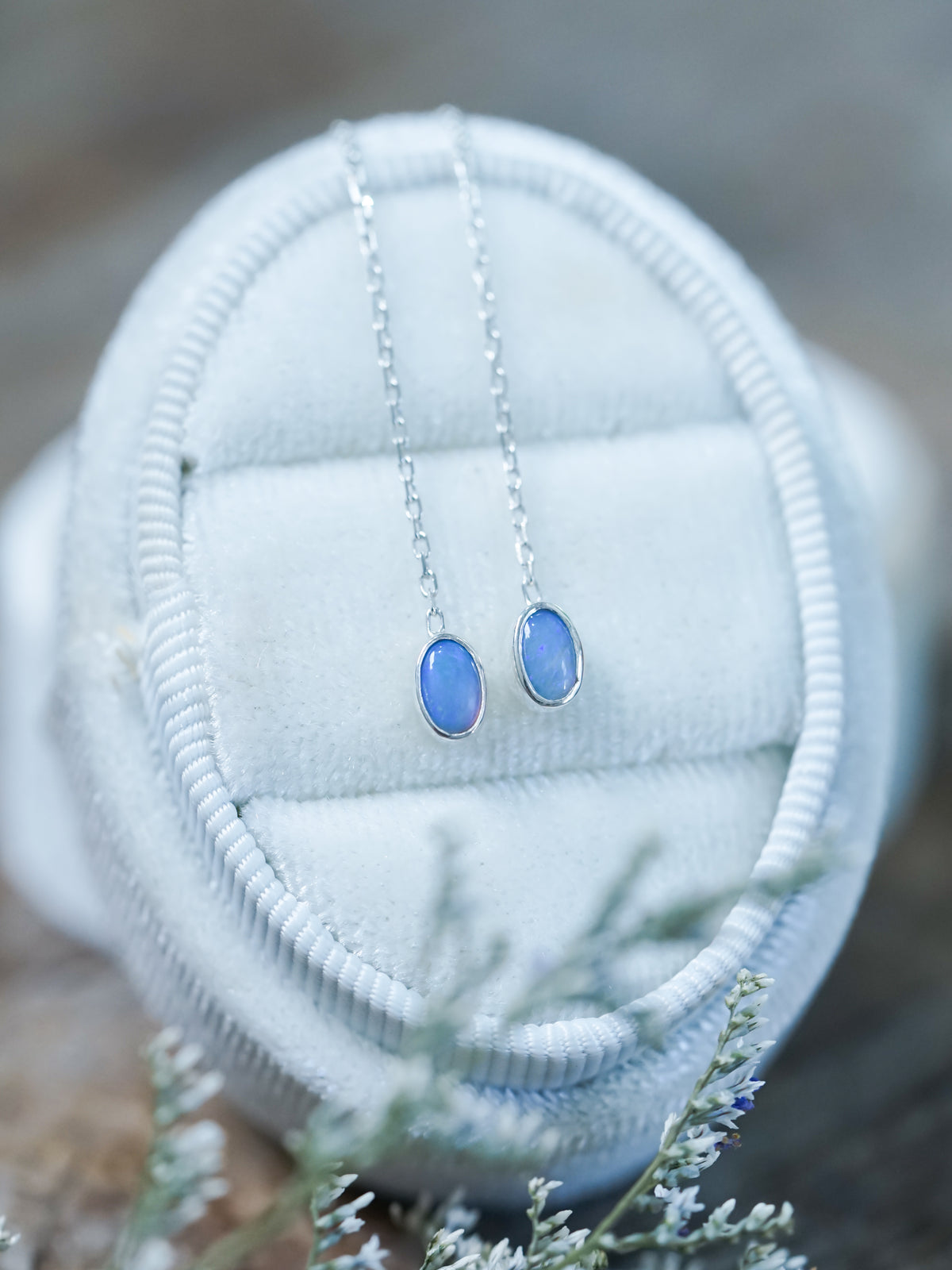 Oval Opal Ear Threaders - Gardens of the Sun | Ethical Jewelry