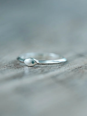 Oval Blue Diamond Signet Ring in Recycled Sterling Silver