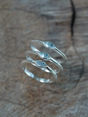 Oval Blue Diamond Signet Rings in Sterling Silver