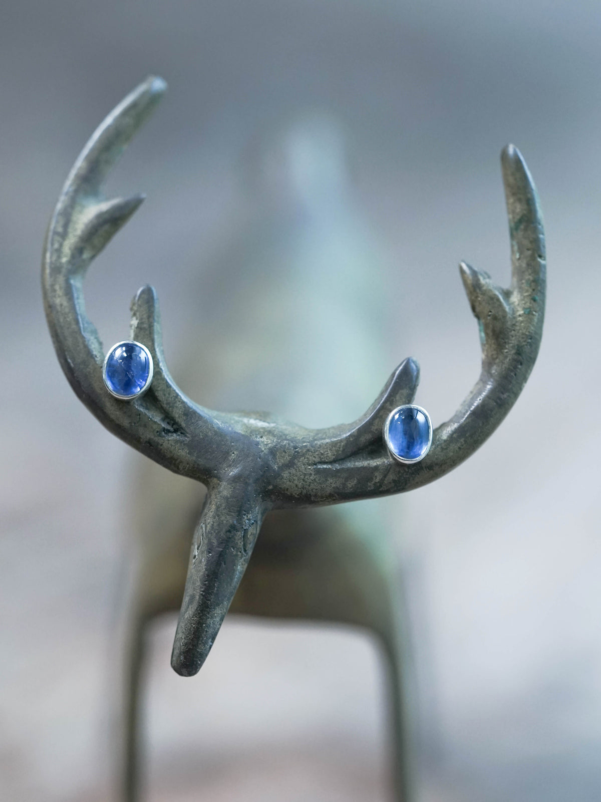 Oval Kyanite Stud Earrings in Recycled Sterling Silver