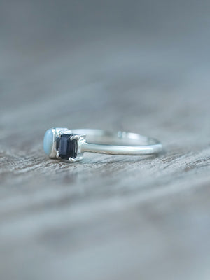Oval Opal and Spinel Ring in Silver