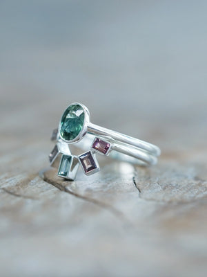 Parti and Pastel Sapphire Ring Set