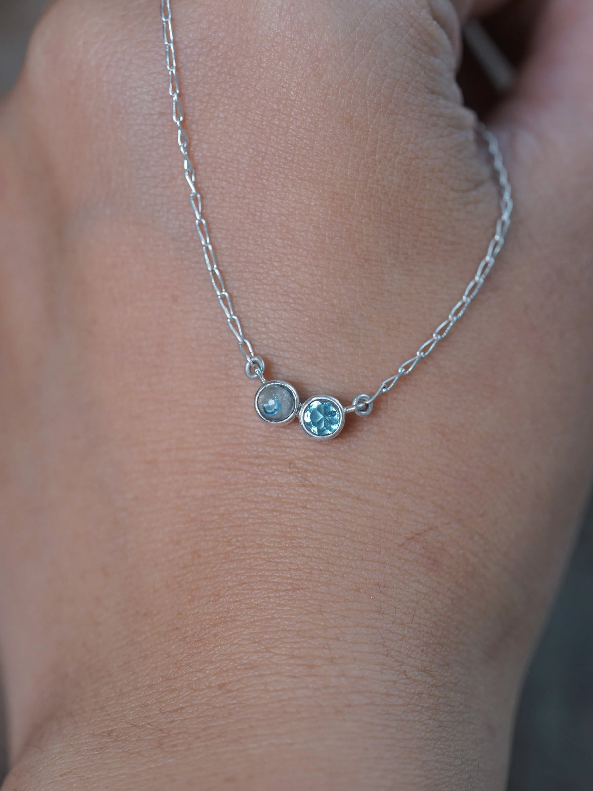 Paraiba Quartz and Apatite Necklace in Recycled Sterling Silver