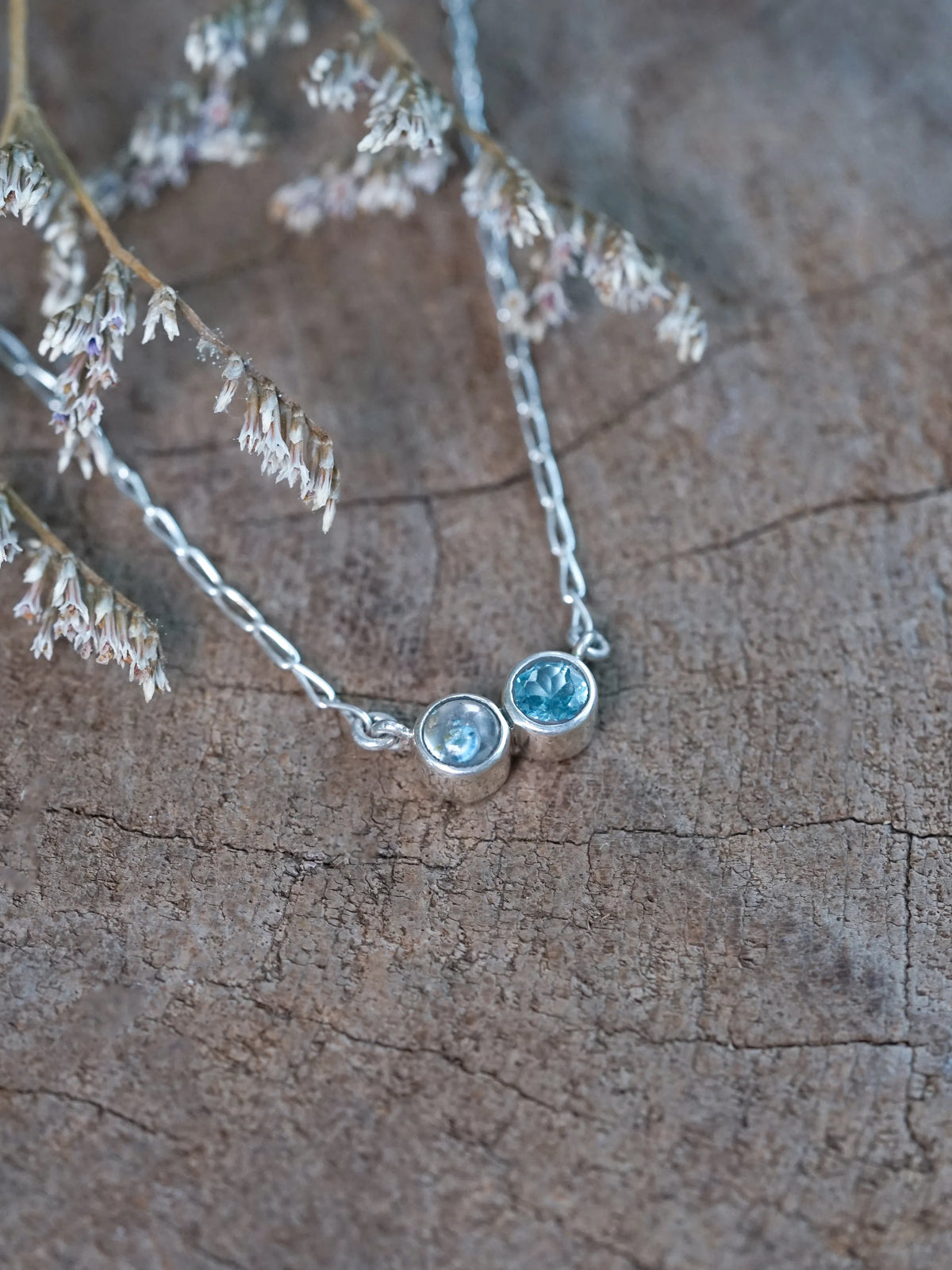 Paraiba Quartz and Apatite Necklace in Sterling Silver