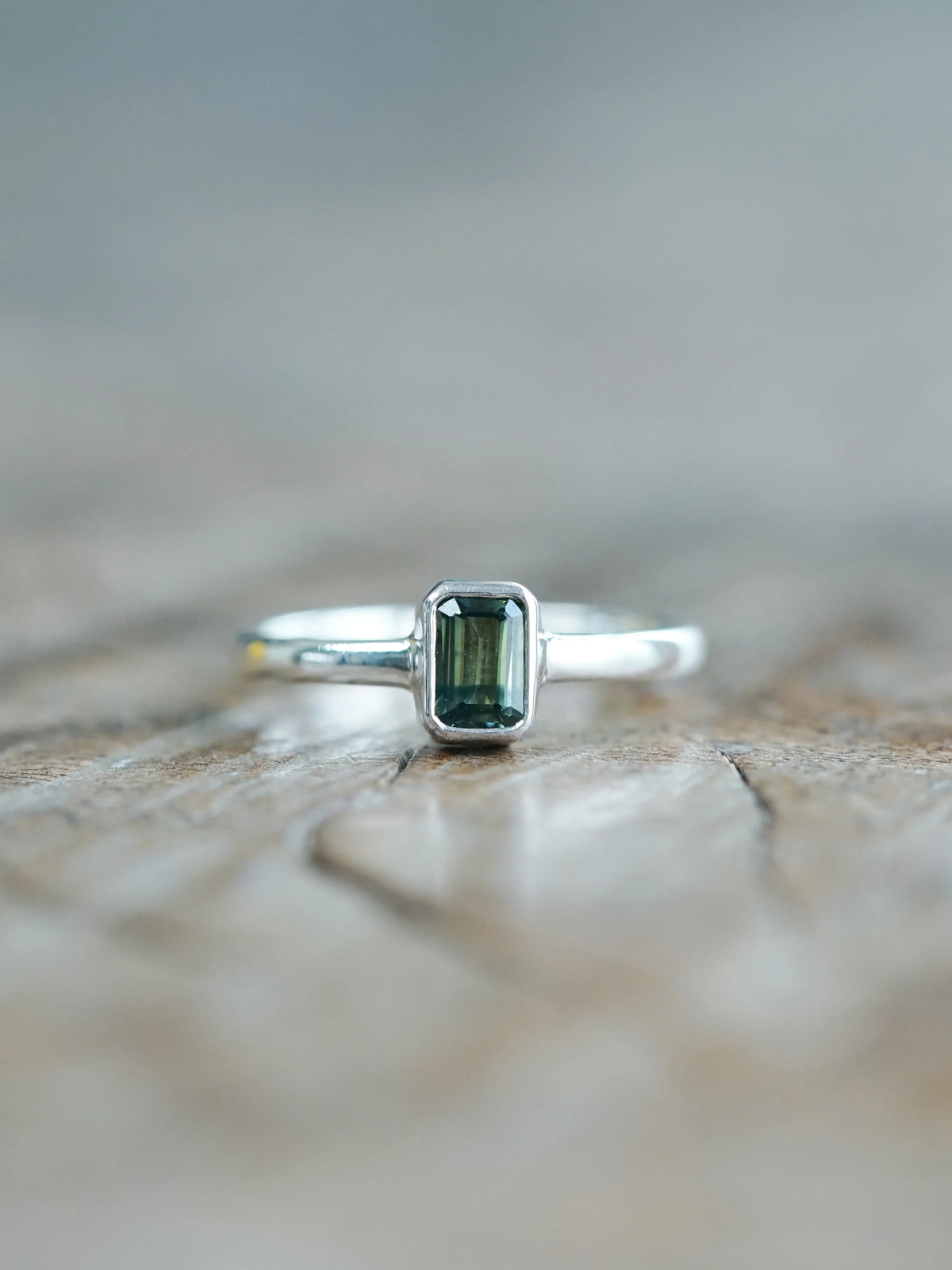 Parti Sapphire Engagement Ring in Sterling Silver