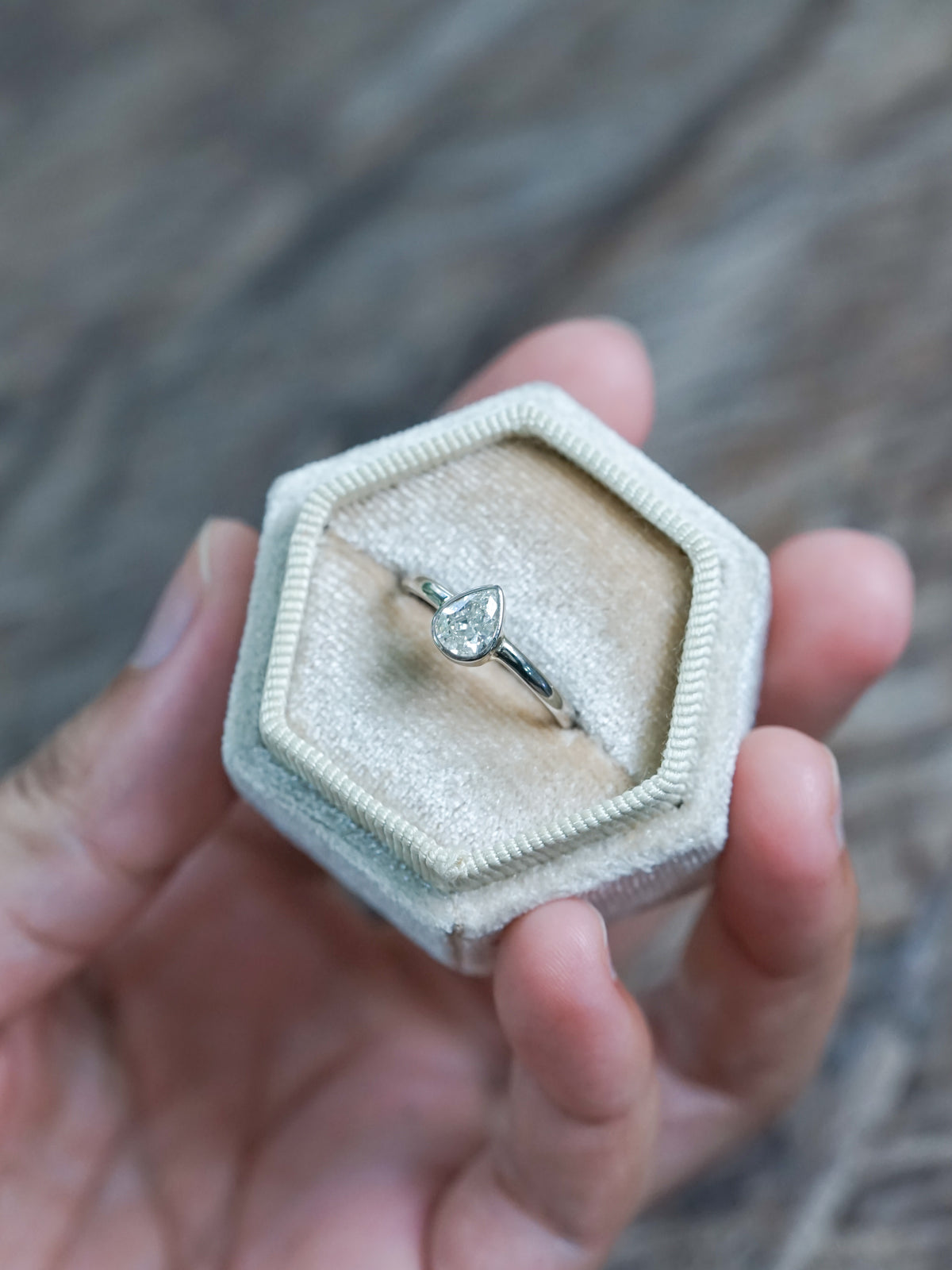 Pear Diamond Ring in White Gold - Gardens of the Sun | Ethical Jewelry