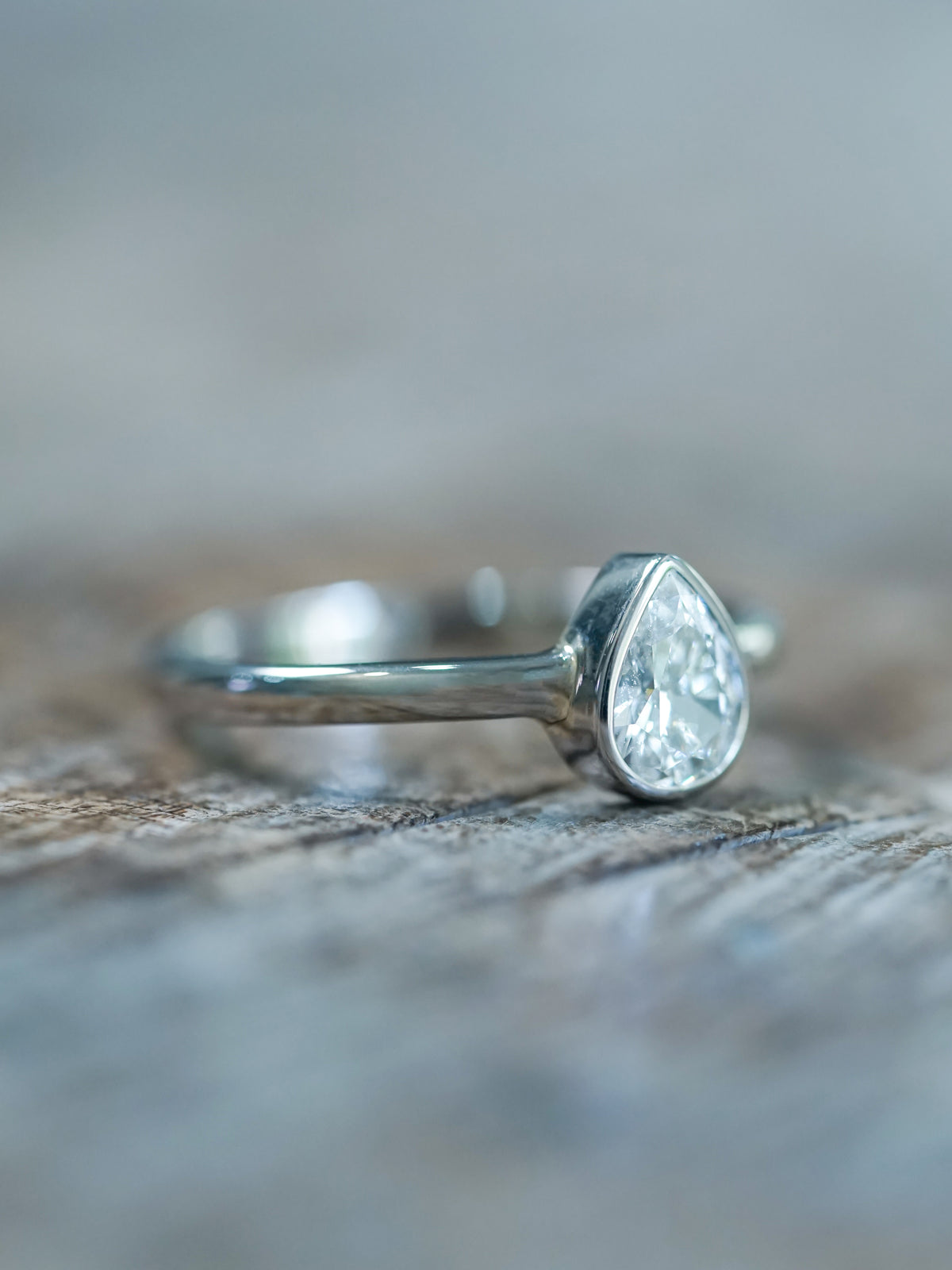 Pear Diamond Ring in White Gold - Gardens of the Sun | Ethical Jewelry