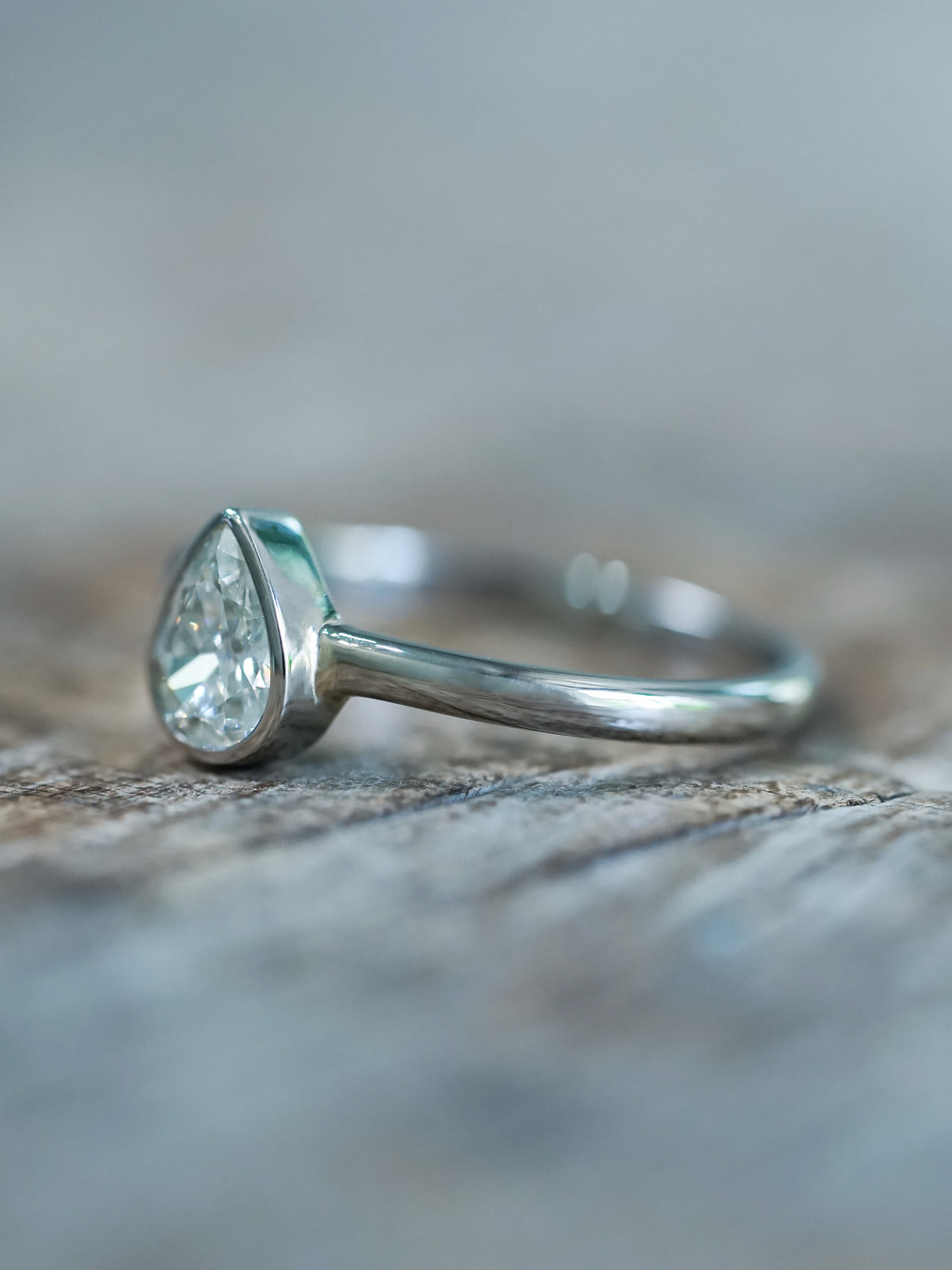 Pear Diamond Ring in White Gold - Gardens of the Sun | Ethical Jewelry