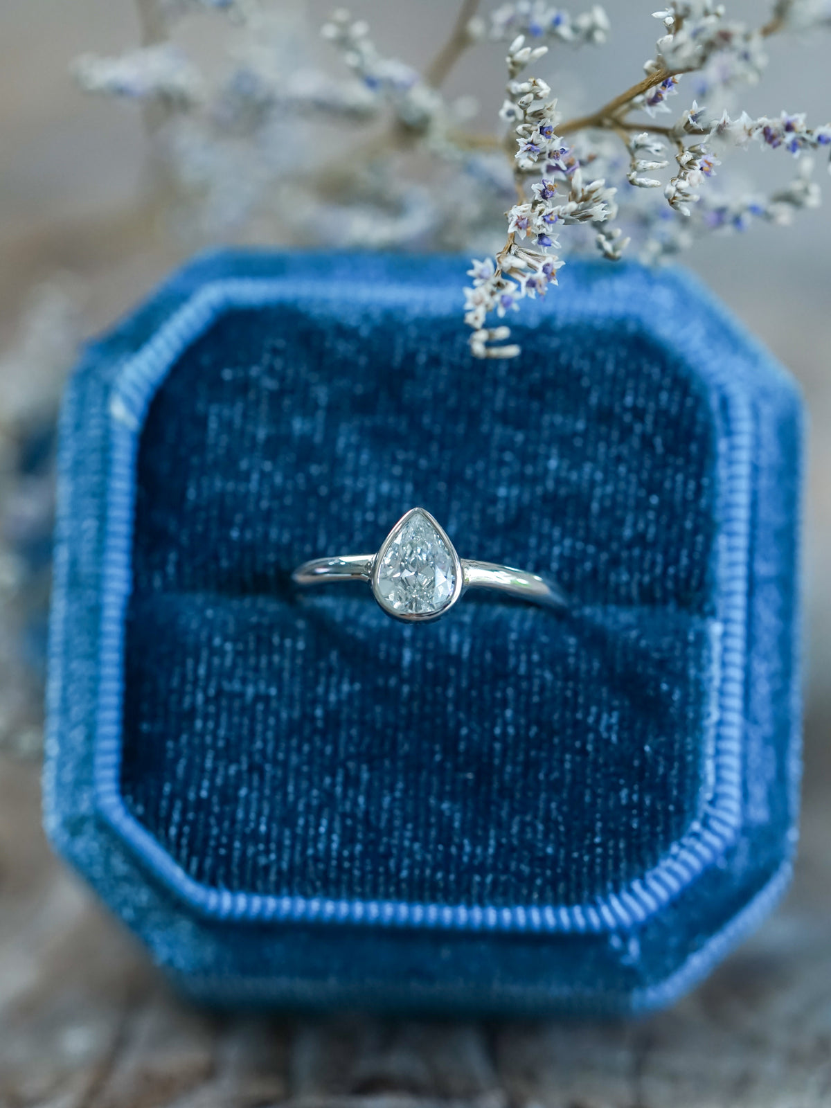 Pear Diamond Ring in White Gold - Gardens of the Sun | Ethical Jewelry