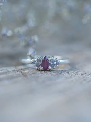 Pear Garnet and Spinel Ring