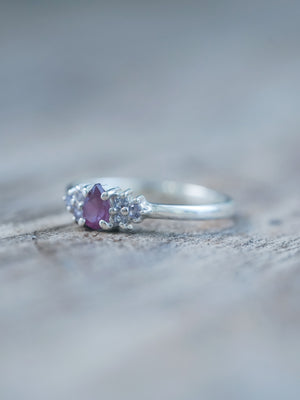 Pear Garnet and Spinel Ring