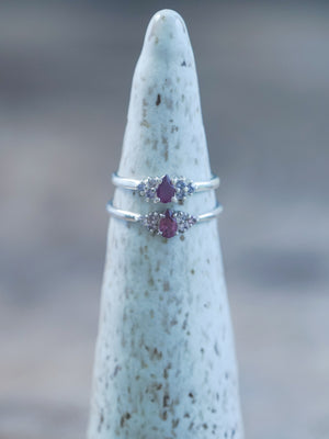 Pear Garnet and Spinel Ring