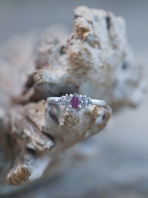 Pear Garnet and Spinel Ring