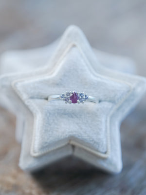 Pear Garnet and Spinel Ring