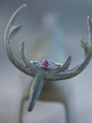 Pear Garnet and Spinel Ring