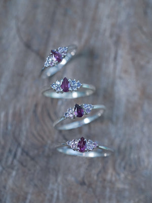 Pear Garnet and Spinel Ring