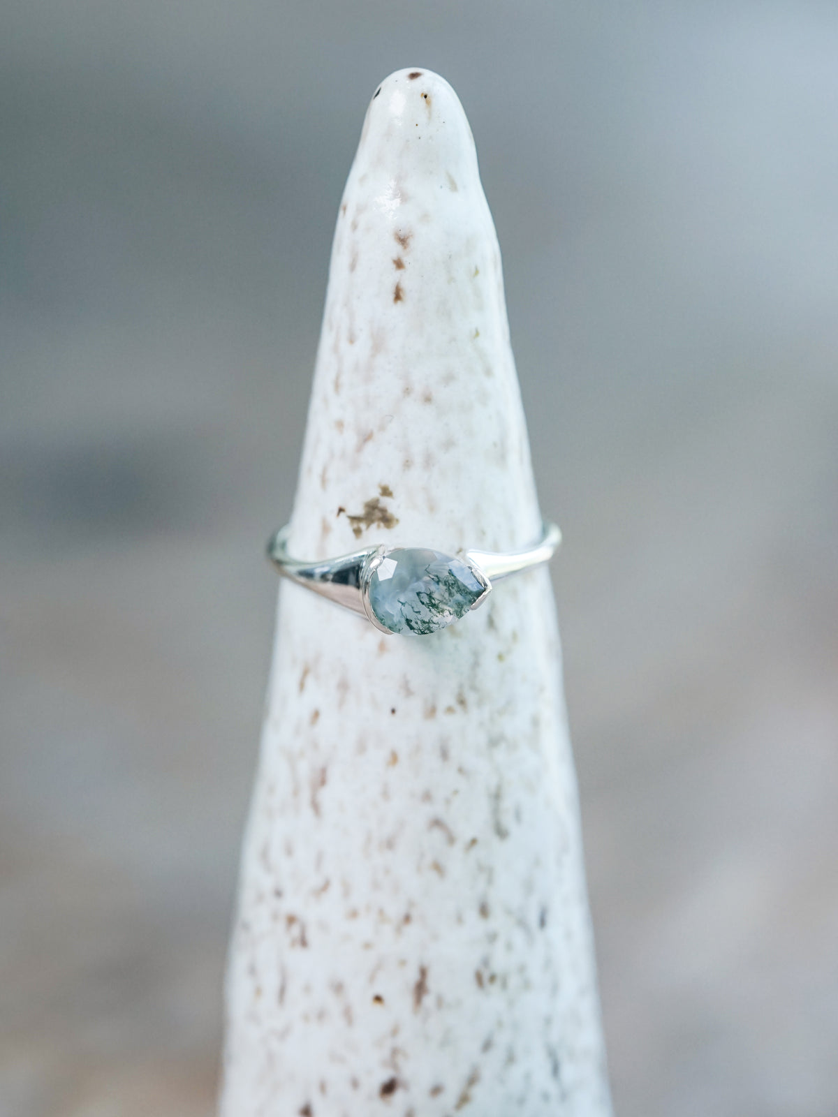 Pear Moss Agate Ring