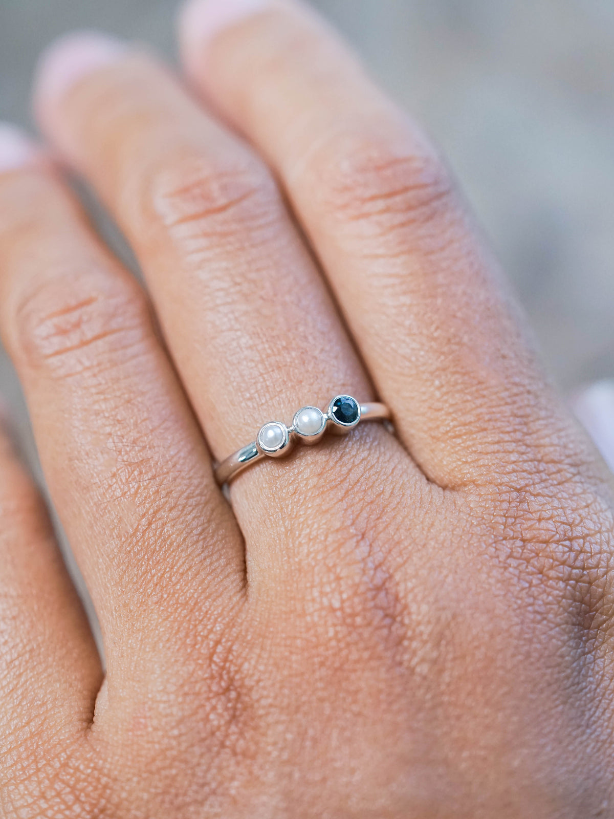 Pearl and Blue Sapphire Ring